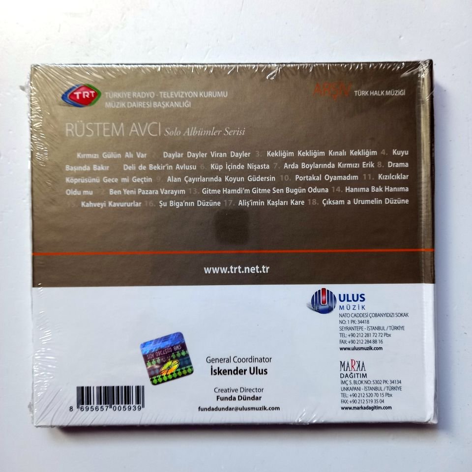 RÜSTEM AVCI / TÜRK HALK MÜZİĞİ / TRT ARŞİV SERİSİ 65 - CD SIFIR