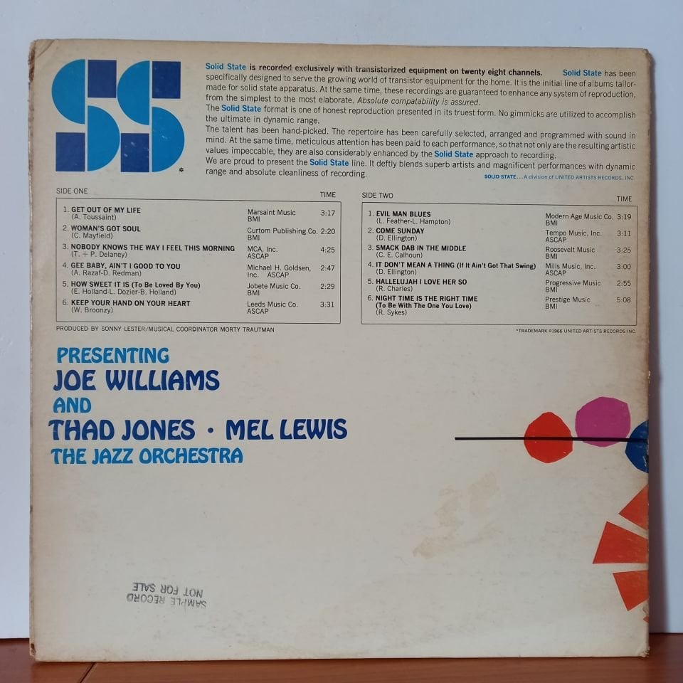 SOLID STATE PRESENTING JOE WILLIAMS AND THAD JONES, MEL LEWIS, THE JAZZ ORCHESTRA (1966) - LP 2.EL PLAK
