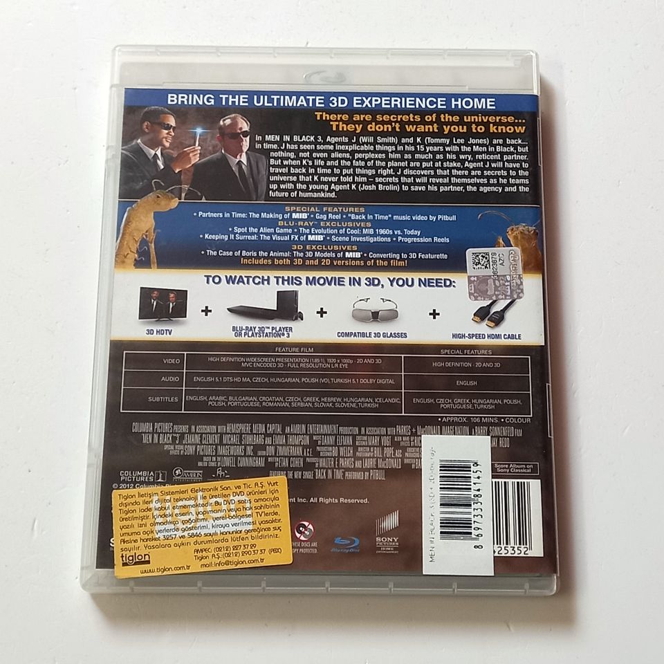 MEN IN BLACK 3 - WILL SMITH, TOMMY LEE JONES, JOSH BROLIN, YÖN.: BARRY SONNENFELD - BLU-RAY 3D + BLU RAY 2. EL