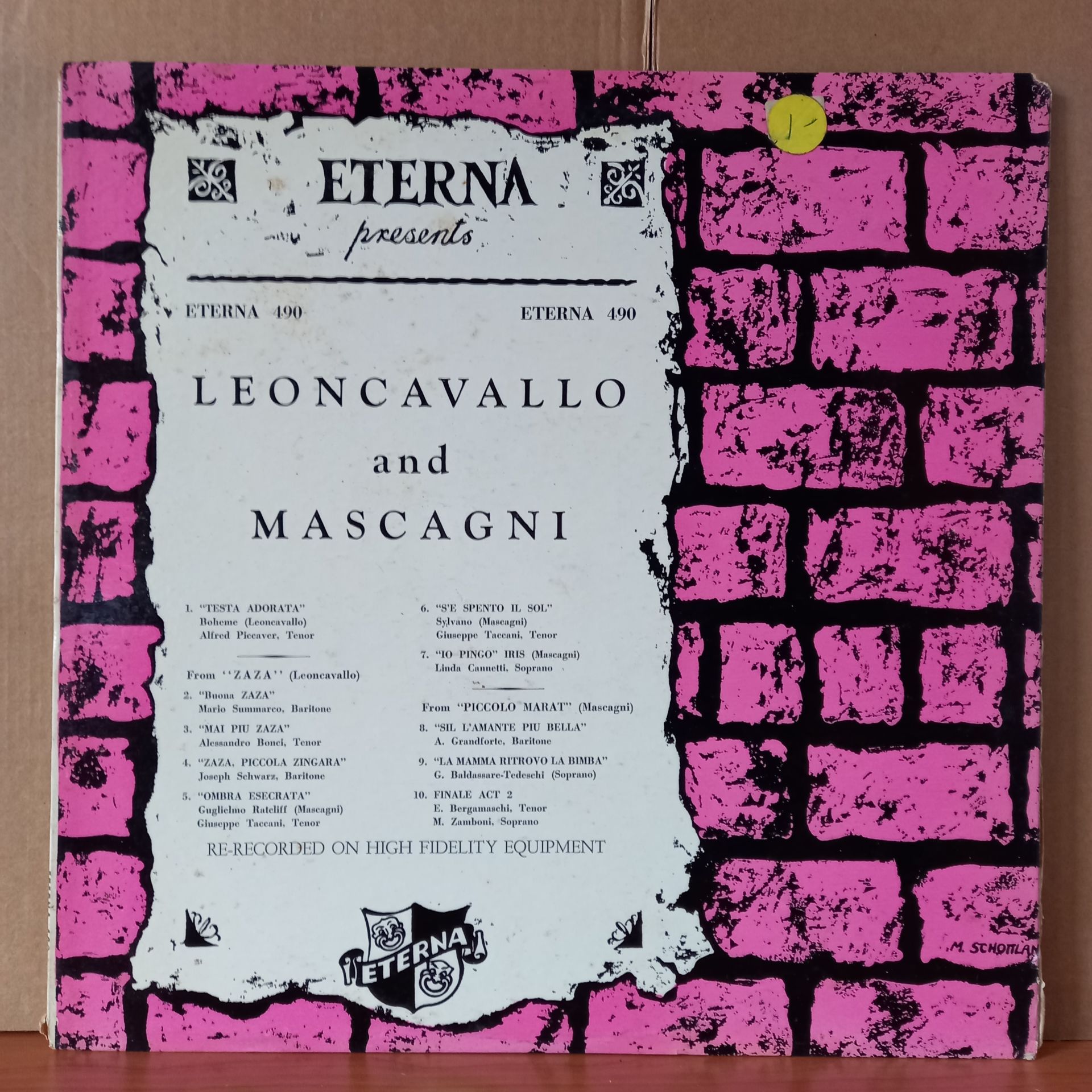 VOCAL HIGHLIGHTS FROM RARELY RECORDED OPERAS BY LEONCAVALLO AND MASCAGNI - LP 2.EL PLAK