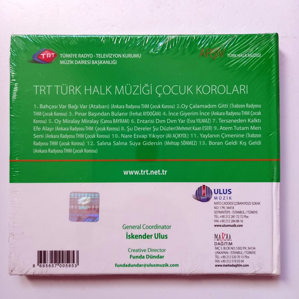 TRT HALK MÜZİĞİ ÇOCUK KOROLARI - ÇOCUKLAR TÜRKÜ SÖYLÜYOR-1 / TÜRK HALK MÜZİĞİ / TRT ARŞİV SERİSİ 67 - CD SIFIR
