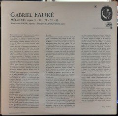 FAURÉ: MÉLODIES op. 95 LA CHANSON D'EVE, ANNE-MARIE RODDE - PLAK 2.EL