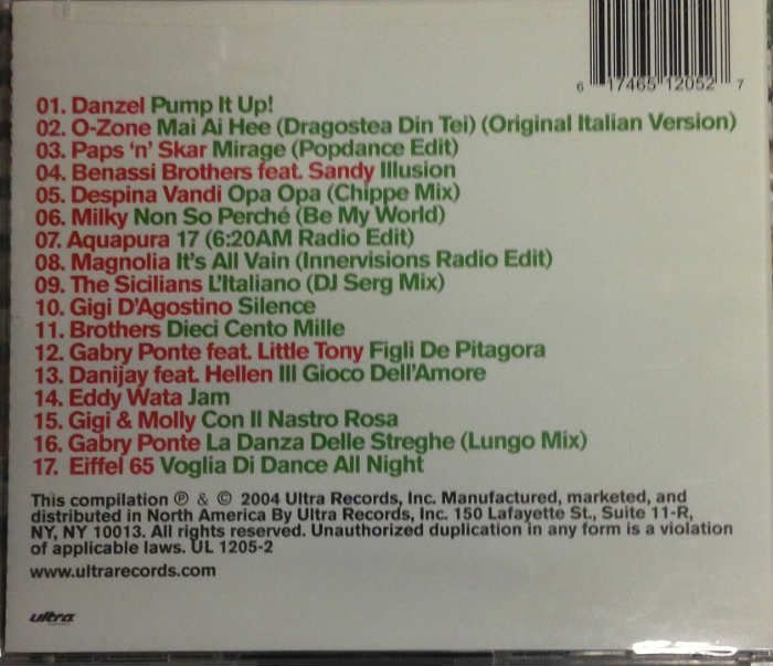 ITALIAN DANCE ANTHEMS EURO HITS CD 2.EL