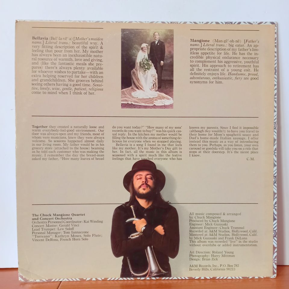 CHUCK MANGIONE – BELLAVIA (1975) - LP 2.EL PLAK