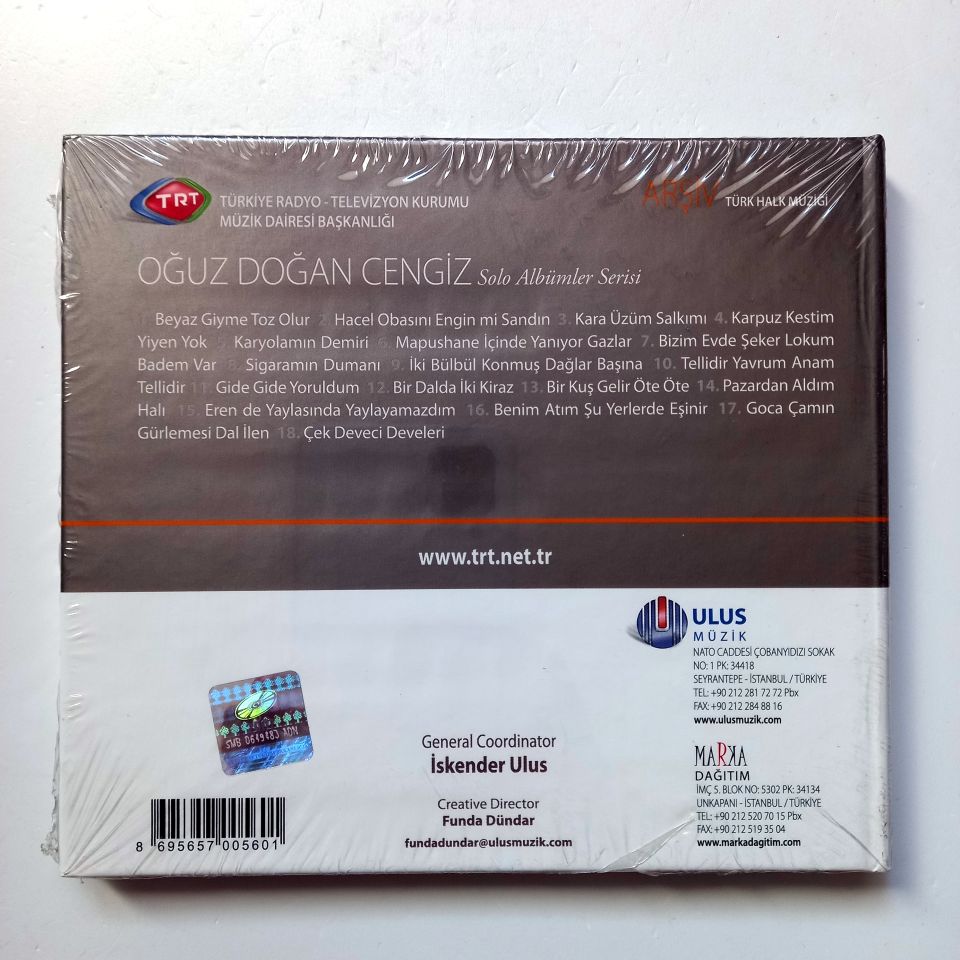 OĞUZ DOĞAN CENGİZ / TÜRK HALK MÜZİĞİ / TRT ARŞİV SERİSİ 43 - CD SIFIR