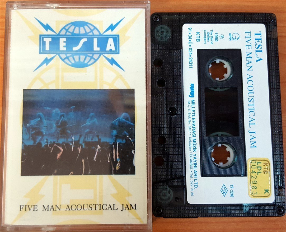 TESLA - FIVE MAN ACOUSTICAL JAM (1991) MMY CASSETTE MADE IN TURKEY ''USED'' PAPER LABEL