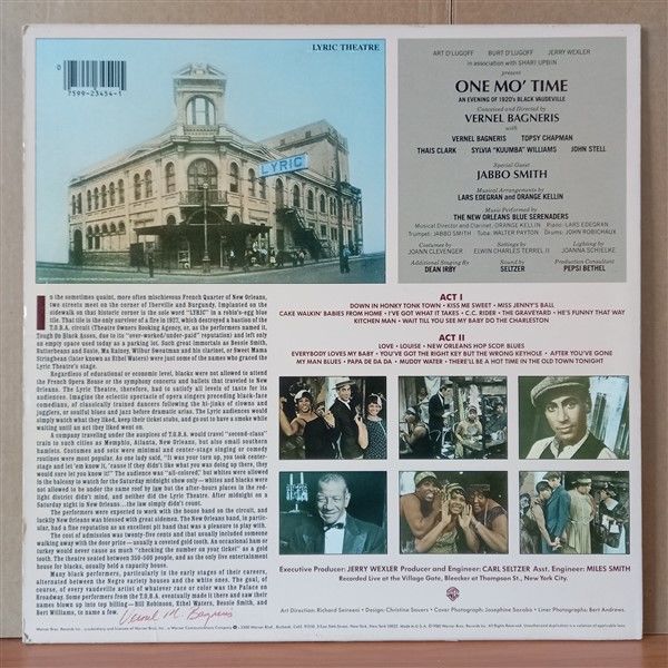 ONE MO' TIME / ORIGINAL CAST ALBUM / NEW ORLEANS BLUE SERENADERS (1980) - LP 2.EL PLAK