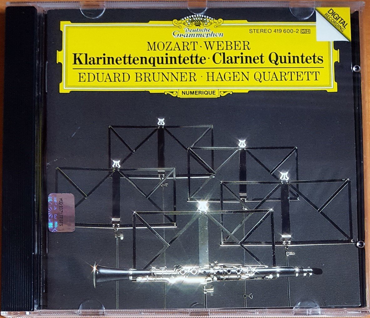 MOZART / WEBER: KLARINETTENQUINTETTE / EDUARD BRUNNER, HAGEN QUARTET (1988) DEUTSCHE GRAMMOPHON CD 2.EL