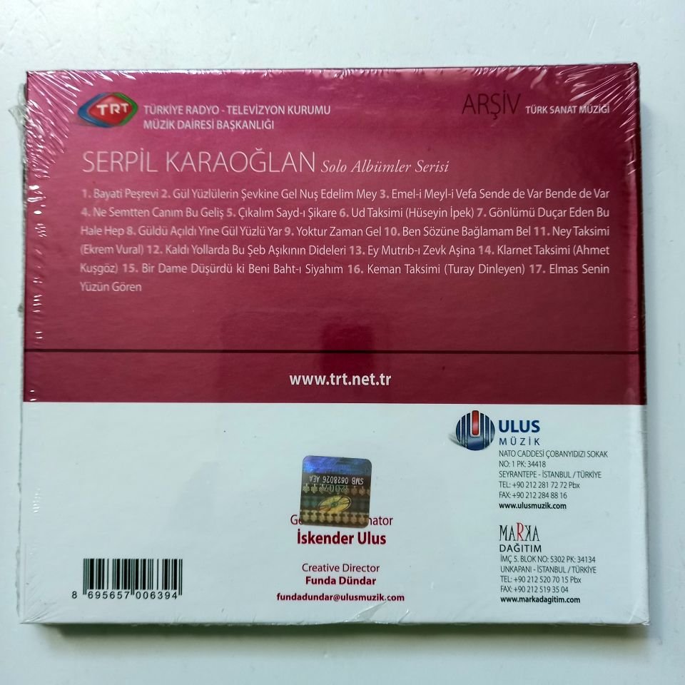 SERPİL KARAOĞLAN / TÜRK SANAT MÜZİĞİ / TRT ARŞİV SERİSİ 91 - CD SIFIR