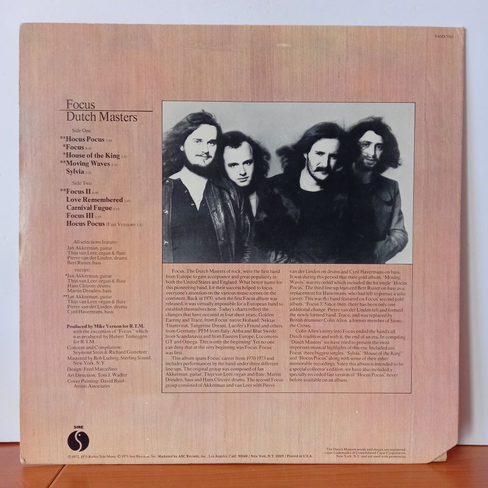 FOCUS – DUTCH MASTERS (1975) - LP 2.EL PLAK