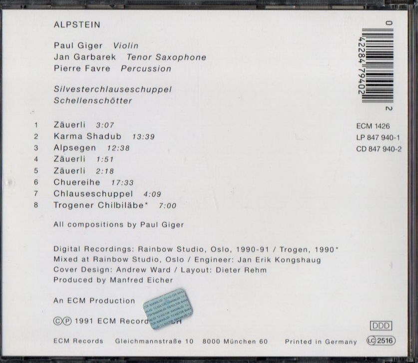 PAUL GIGER – ALPSTEIN (1991) - CD 2.EL