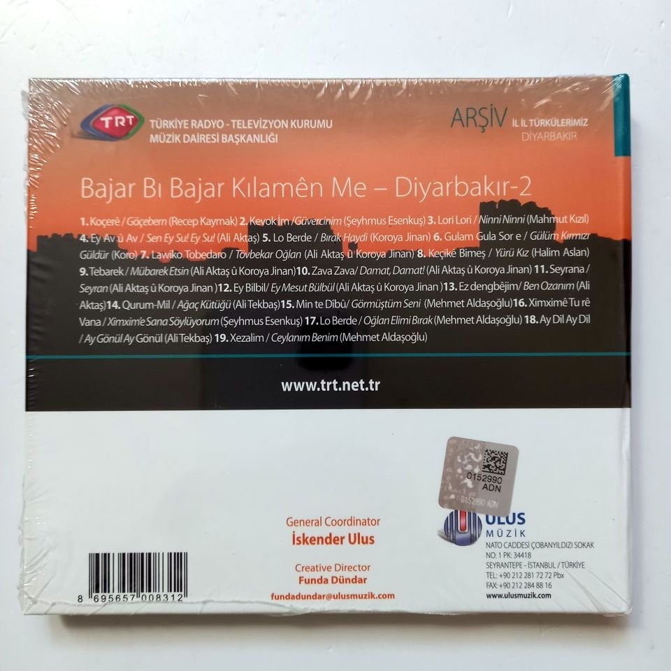 DİYARBAKIR 2 (KÜRTÇE) / İL İL TÜRKÜLERİMİZ / TRT ARŞİV SERİSİ 223 - CD SIFIR