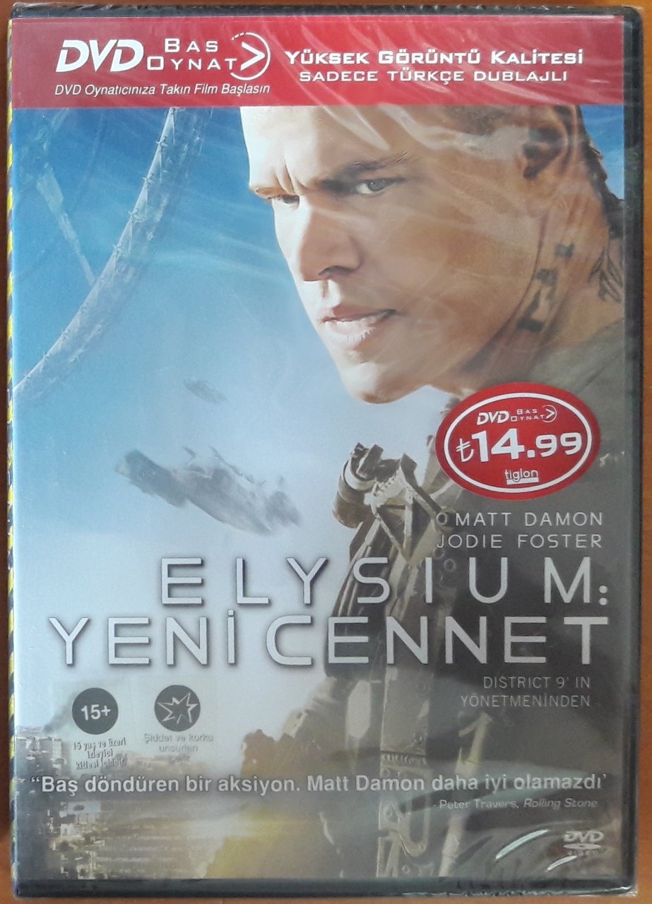ELYSIUM YENİ CENNET - MATT DAMON - JODIE FOSTER - BAS OYNAT DVD SIFIR