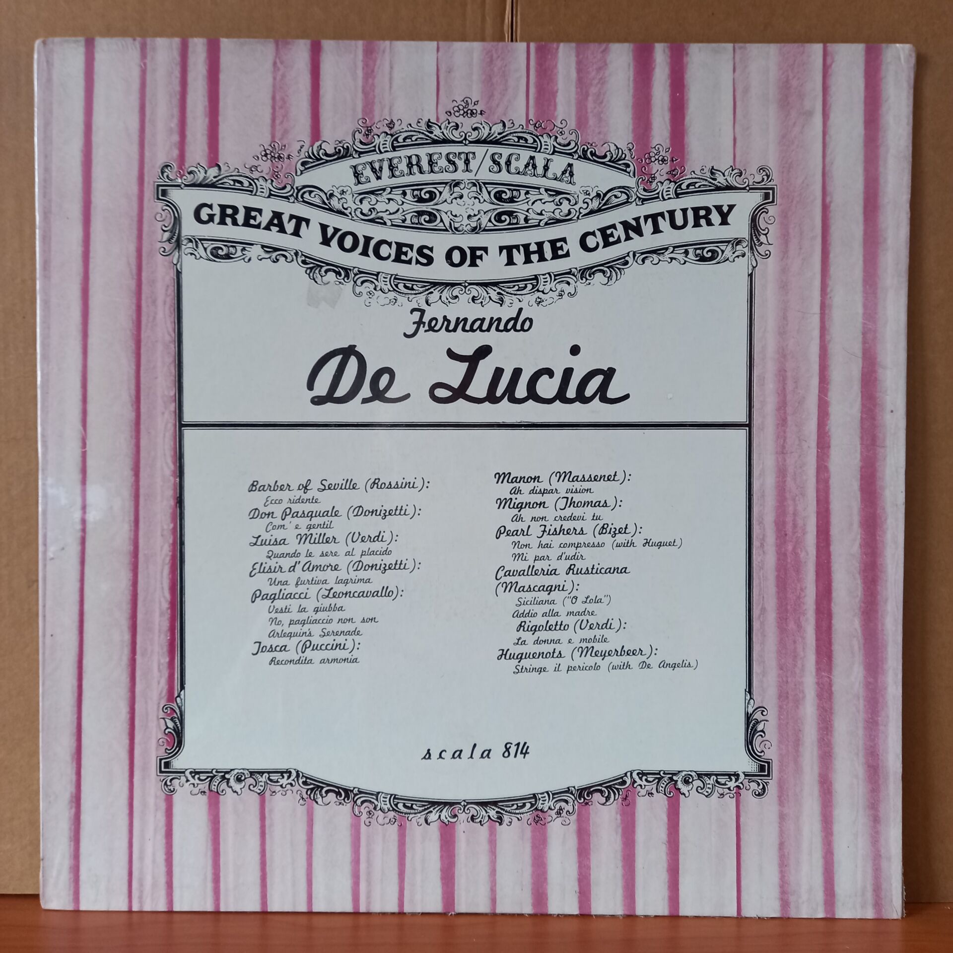 GREAT VOICES OF THE CENTURY: FERNANDO DE LUCIA / ROSSINI, DONIZETTI, VERDI, PUCCINI, BIZET, VERDI - LP DÖNEM BASKISI SIFIR PLAK
