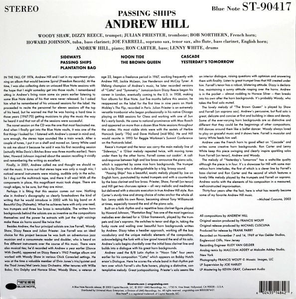 ANDREW HILL - PASSING SHIPS (1969) - 2LP 3 SIDED BLUE NOTE TONE POET SERIES 180GR 2021 EDITION SIFIR PLAK