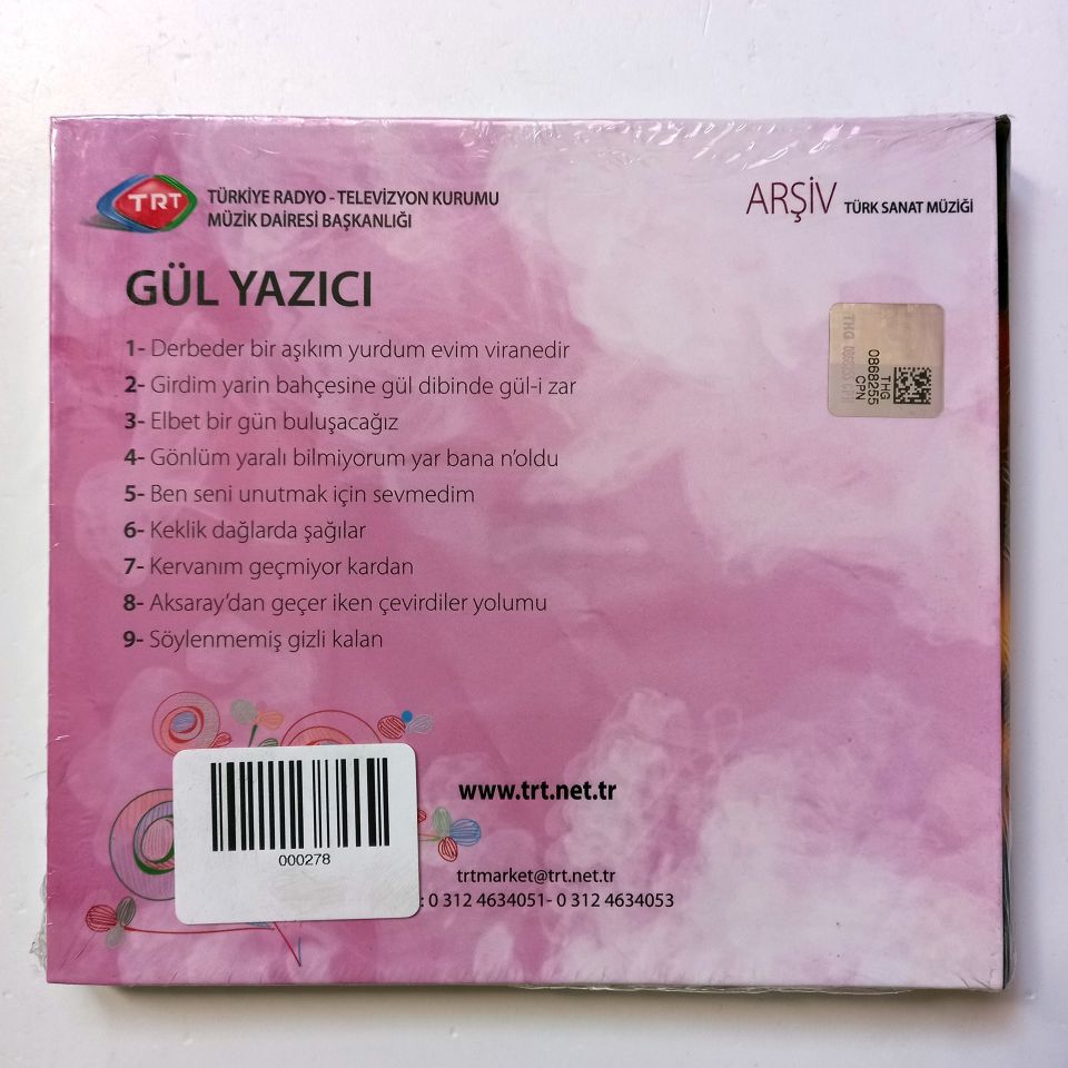 GÜL YAZICI / TÜRK SANAT MÜZİĞİ / TRT ARŞİV SERİSİ 292 - CD SIFIR
