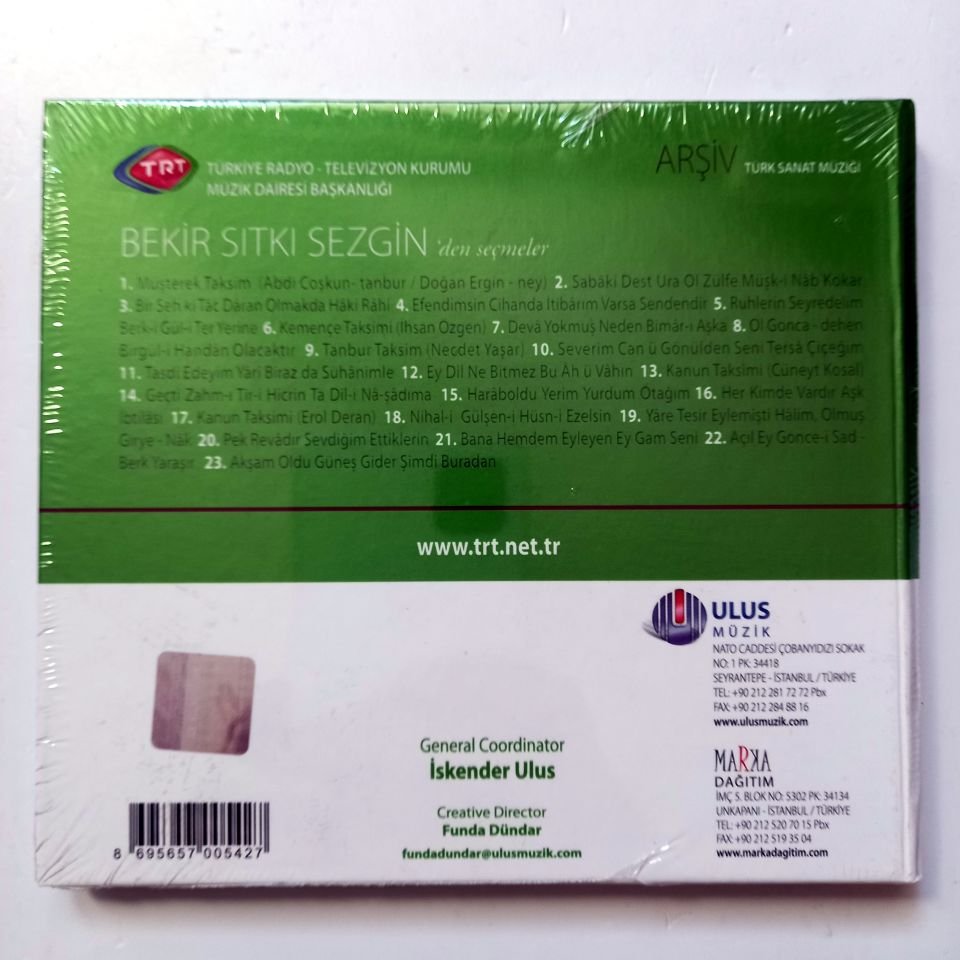 BEKİR SITKI SEZGİN'DEN SEÇMELER / TÜRK SANAT MÜZİĞİ / TRT ARŞİV SERİSİ 28 - CD SIFIR