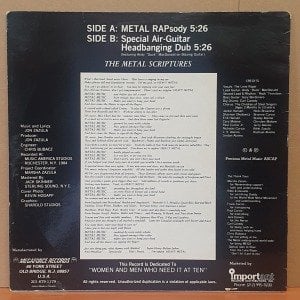 LONE RAGER - METAL RAP (1984) - 12'' 33RPM MAXI SINGLE 2.EL PLAK