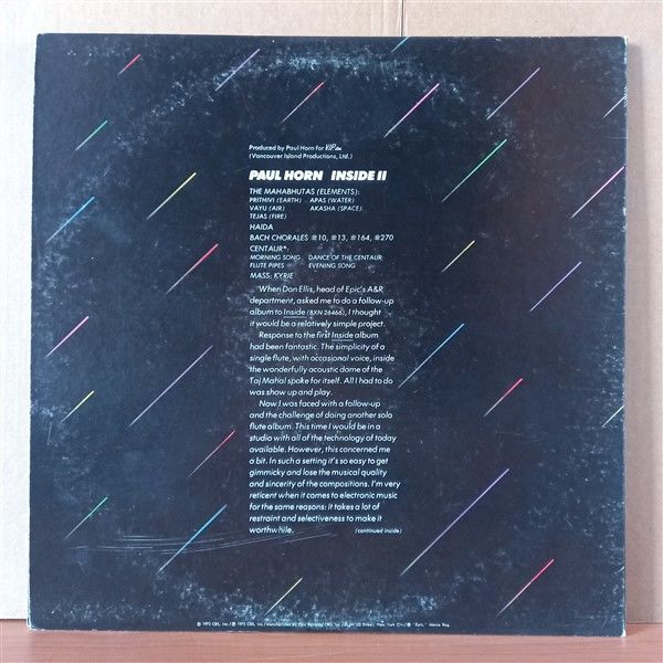 PAUL HORN – INSIDE II (1972) - LP 2.EL PLAK