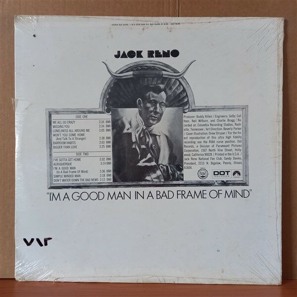 JACK RENO – I'M A GOOD MAN IN A BAD FRAME OF MIND (1969) - LP DÖNEM BASKISI SIFIR PLAK