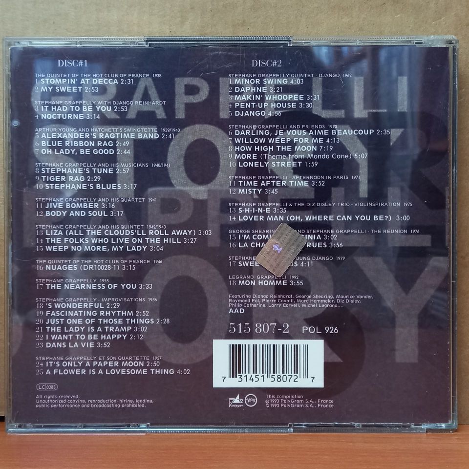 STEPHANE GRAPPELLI – GRAPPELLI STORY (1993) - 2CD 2.EL