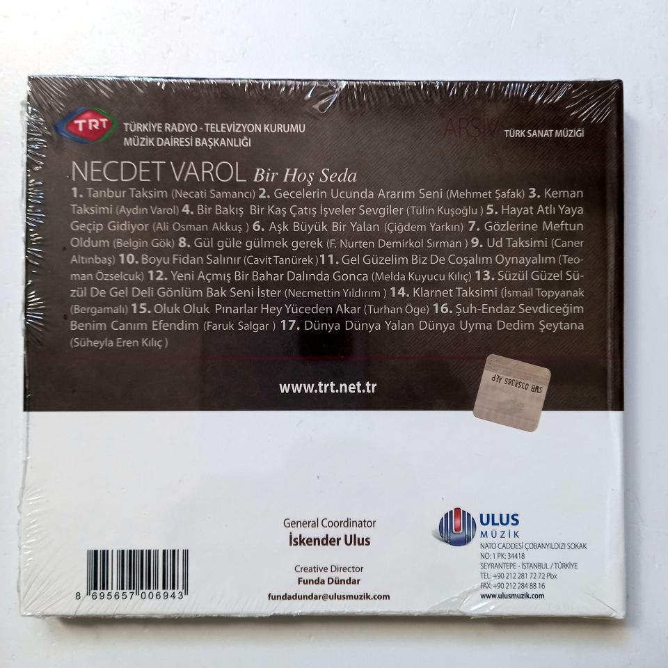 NECDET VAROL - BİR HOŞ SEDA / TÜRK SANAT MÜZİĞİ / TRT ARŞİV SERİSİ 137 - CD SIFIR