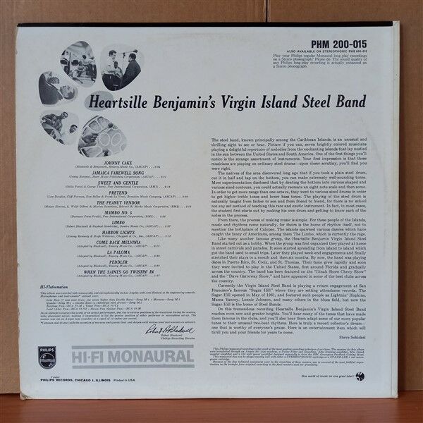 HEARTSILLE BENJAMIN'S VIRGIN ISLAND STEEL BAND – HEARTSILLE BENJAMIN'S VIRGIN ISLAND STEEL BAND (1962) - LP 2. EL PLAK