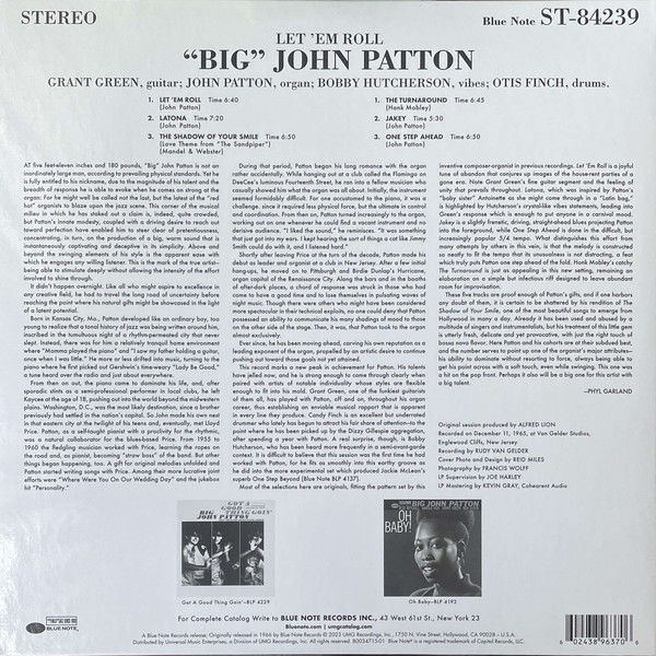 BIG JOHN PATTON - LET 'EM ROLL (1966) - LP BLUE NOTE TONE POET SERIES 180GR 2023 EDITION SIFIR PLAK