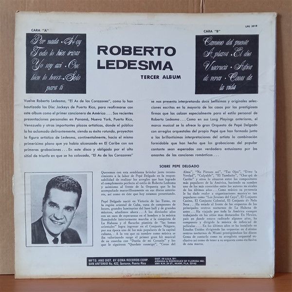 ROBERTO LEDESMA, ORQUESTA DE PEPE DELGADO – TERCER ALBUM - LP 2.EL PLAK