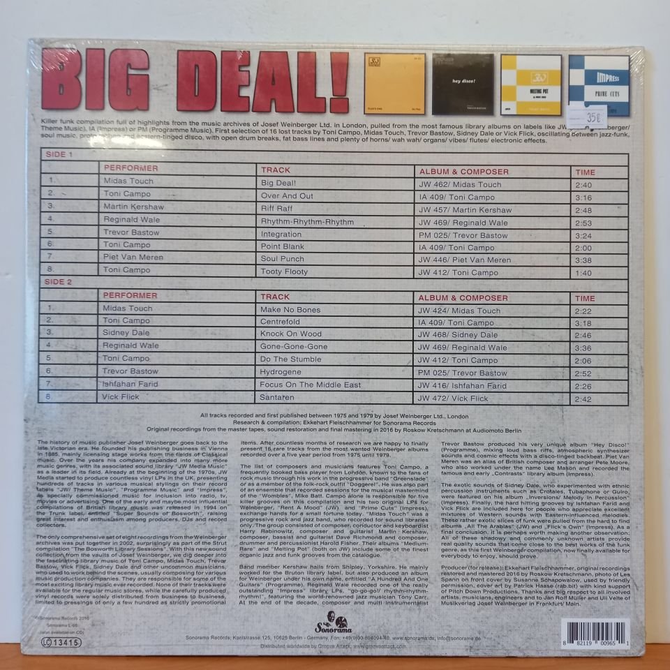 BIG DEAL! WEINBERGER FUNK LIBRARY UK 1975-1979 / TONI CAMPO, MIDAS TOUCH, TREVOR BASTOW, REGINALD WALE (2016) - LP DÖNEM BASKI SIFIR PLAK