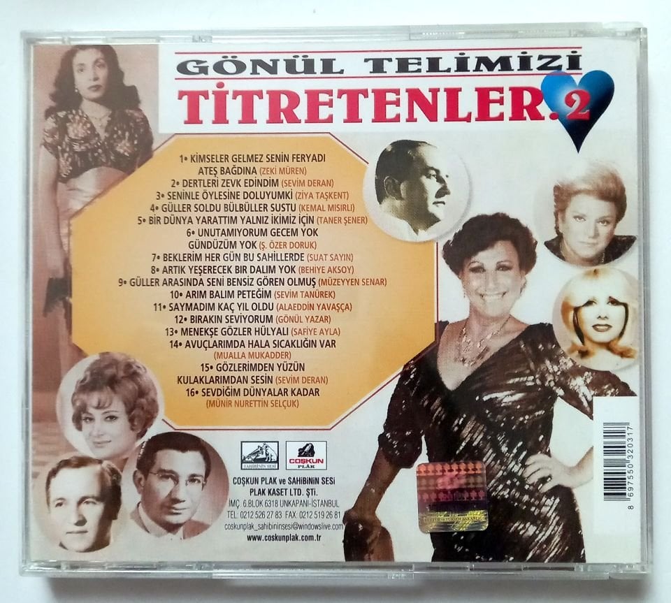 GÖNÜL TELİMİZİ TİTRETENLER 2 / ZEKİ MÜREN, BEHİYE AKSOY, MÜZEYYEN SENAR, SAFİYE AYLA, GÖNÜL YAZAR, M.NURETTİN SELÇUK (2005) - CD 2.EL