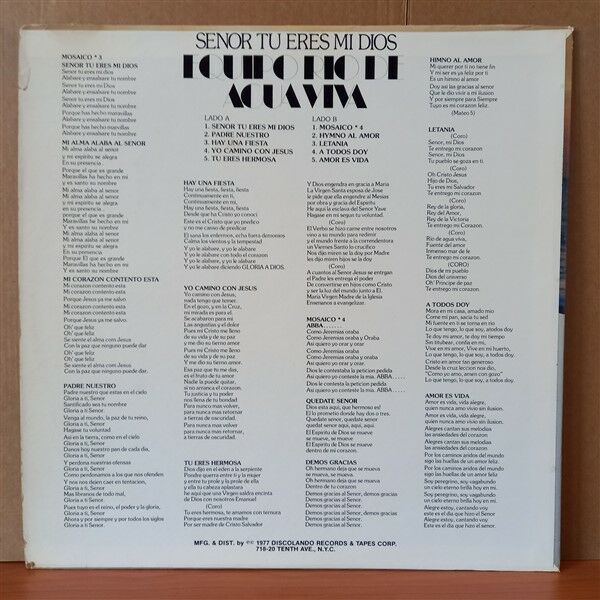 EQUIPO RIO DE AGUA VIVA – SENOR TU ERES MI DIOS (1977) - LP 2.EL PLAK
