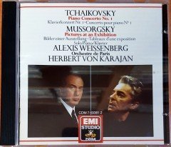 TCHAIKOVSKY: PIANO CONCERTO NO. 1 / MUSSORGSKY: PICTURES AT AN EXHIBITION / ALEXIS WEISSENBERG, HERBERT VON KARAJAN (1972) 1988 DIGITALLY REMASTERED CD 2.EL