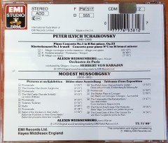 TCHAIKOVSKY: PIANO CONCERTO NO. 1 / MUSSORGSKY: PICTURES AT AN EXHIBITION / ALEXIS WEISSENBERG, HERBERT VON KARAJAN (1972) 1988 DIGITALLY REMASTERED CD 2.EL