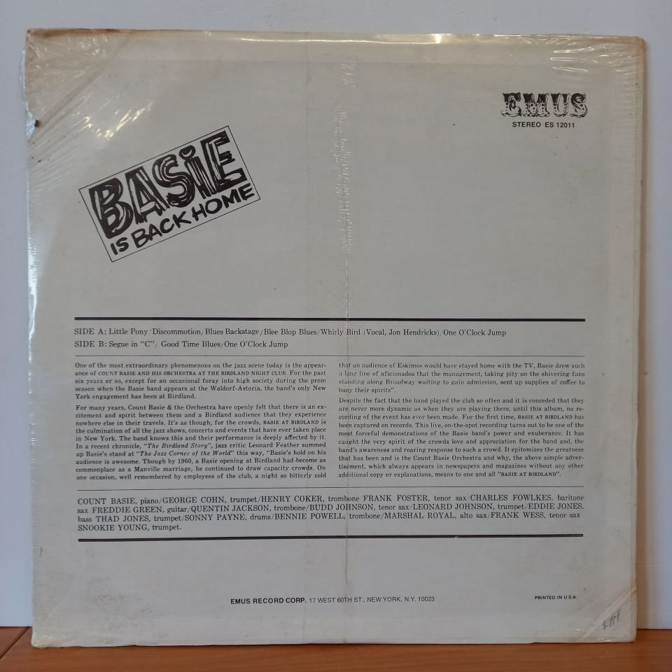 COUNT BASIE & HIS ORCHESTRA – BASIE AT BIRDLAND (1976) - LP DÖNEM BASKI SIFIR PLAK