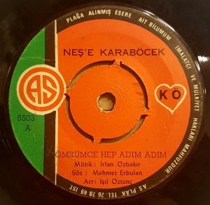 NEŞE KARABÖCEK - ÖMRÜMCE HEP ADIM ADIM / AŞKIN KANUNU -  7'' 45 DEVİR KAPAKSIZ 2.EL 45LİK PLAK