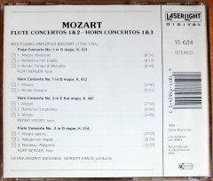 MOZART - FLUTE CONCERTOS 1&2 / HORN CONCERTOS 1&3 / KURT BERGER, BERND HEISER, VIENNA MOZART ENSEMBLE, HERBERT KRAUS (1989) LASERLIGHT CD 2.EL