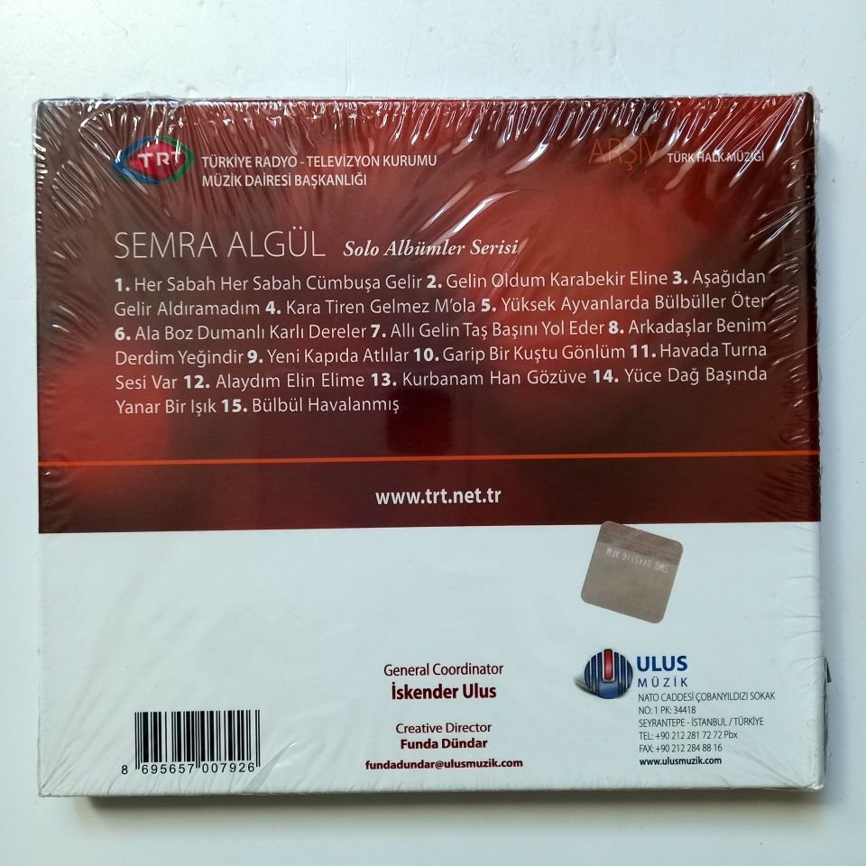 SEMRA ALGÜL / TÜRK HALK MÜZİĞİ / TRT ARŞİV SERİSİ 200 - CD SIFIR