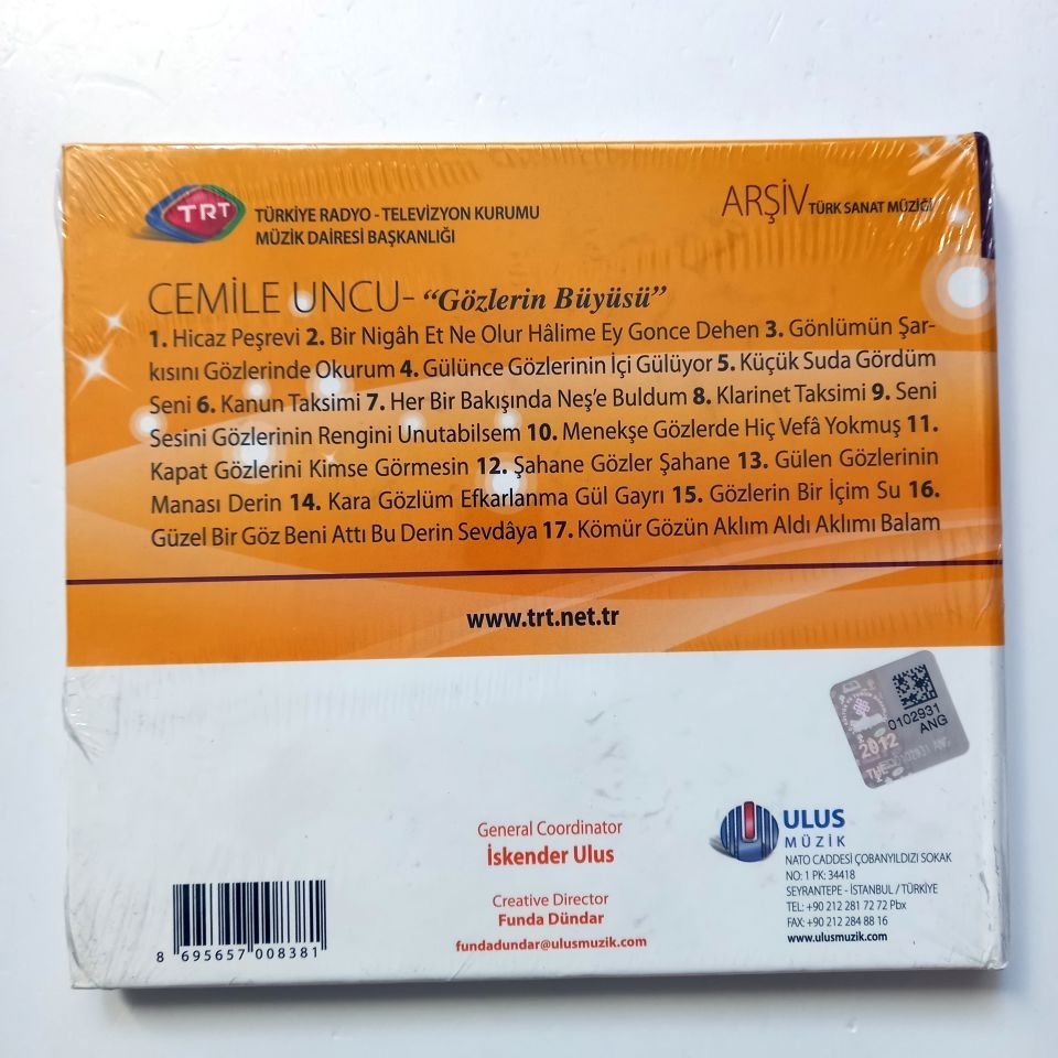 ''GÖZLERİN BÜYÜSÜ'' CEMİLE UNCU / TÜRK SANAT MÜZİĞİ / TRT ARŞİV SERİSİ 227 - CD SIFIR