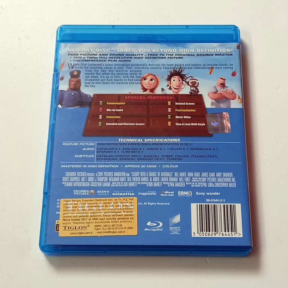 CLOUDY WITH A CHANCE OF MEATBALLS - ANİMASYON - SES.: BILL HADER, ANNA FARIS - BLU-RAY 2.EL