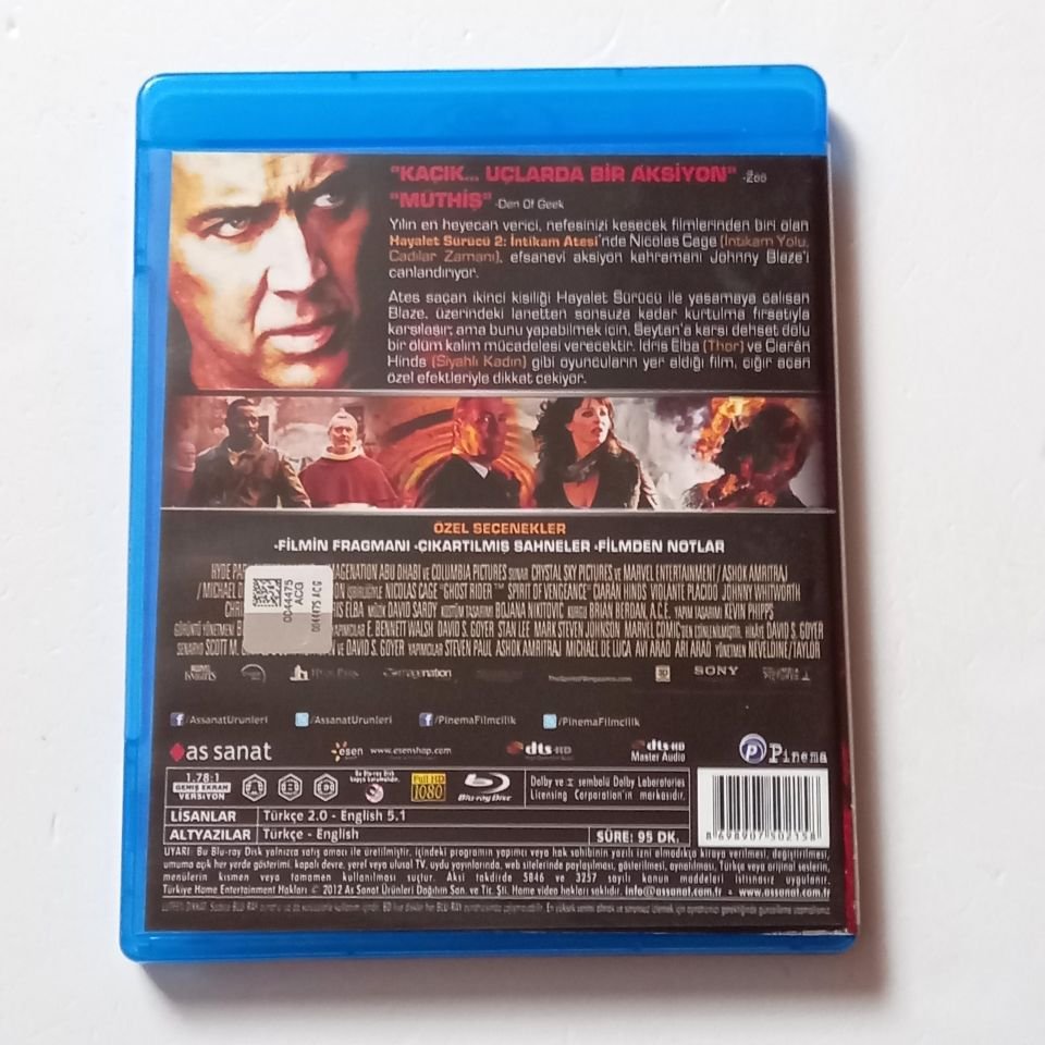 HAYALET SÜRÜCÜ 2 İNTİKAM ATEŞİ 3D / GHOST RIDER SPIRIT OF VENGEANCE 3D - NICHOLAS CAGE, CIARÁN HINDS - YÖN.: NEVELDINE / TAYLOR - 3D BLU-RAY 2.EL