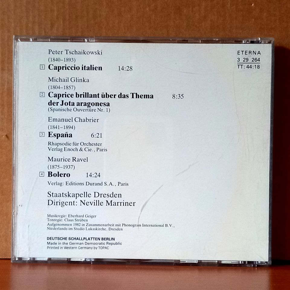 RAVEL: BOLERO / TSCHAIKOWSKI: CAPRICCIO ITALIEN / GLINKA: CAPRICE BRILLANT / CHABRIER: ESPANA / STAATSKAPELLE DRESDEN • NEVILLE MARRINER (1989) - CD 2.EL