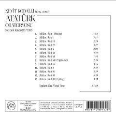 NEVİT KODALLI - ATATÜRK ORATORYOSU / ŞİİR: CAHİT KÜLEBİ / ANKARA DEVLET OPERA VE BALESİ ORKESTRA VE KOROSU / ŞEF: HİKMET ŞİMŞEK (2009) - CD SIFIR