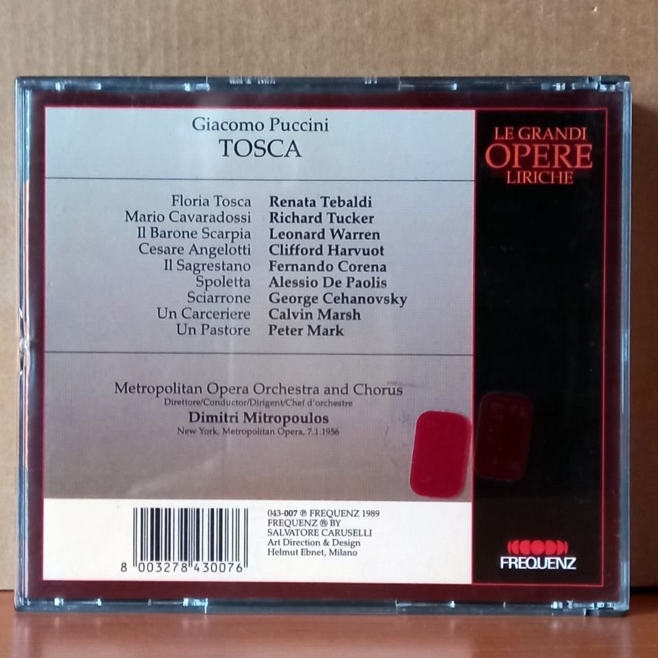 PUCCINI: TOSCA / RENATA TEBALDI • RICHARD TUCKER • LEONARD WARREN • METROPOLITAN OPERA ORCHESTRA & CHORUS • DIMITRI MITROPOULOS (1989) - 2CD 2.EL