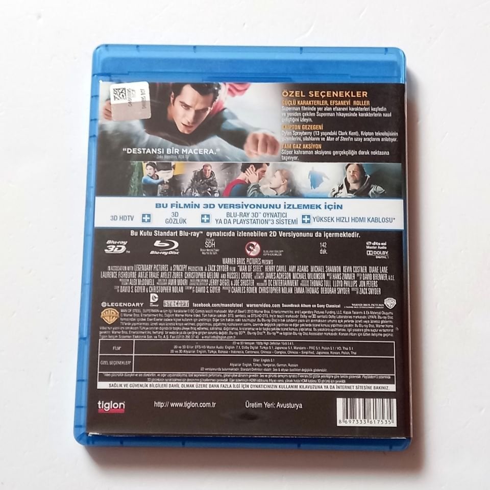 MAN OF STEEL 3D - HENRY CAVILL, AMY ADAMS, MICHAEL SHANNON - YÖN.: ZACK SNYDER - BLU-RAY 3D + BLU-RAY 2.EL