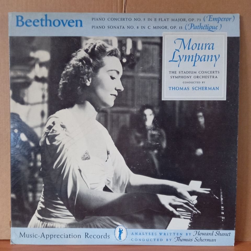 DAME MOURA LYMPANY / BEETHOVEN: PIANO CONCERTO NO. 5 IN E FLAT MAJOR, OP. 73 / PIANO SONATA NO. 8 IN C MINOR, OP. 13 / THE STADIUM CONCERTS SYMPHONY ORCHESTRA, THOMAS SCHERMAN (1957) - LP + 10 INCH 2.EL PLAK