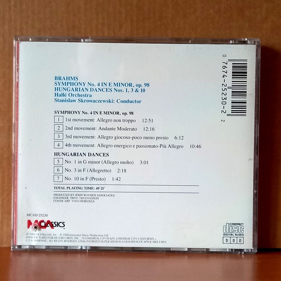 BRAHMS: SYMPHONY NO.4 / HUNAGARIAN DANCES 1,3 & 10 / HALLE ORCHESTRA, STANISLAW SKROWACZEWSKI (1988) - CD 2.EL