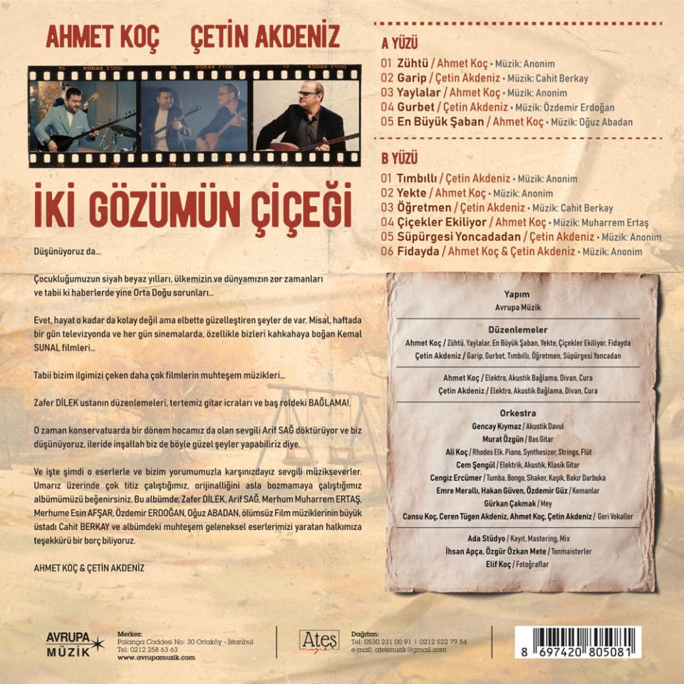 AHMET KOÇ & ÇETİN AKDENİZ - İKİ GÖZÜMÜN ÇİÇEĞİ (2024) - LP SIFIR PLAK