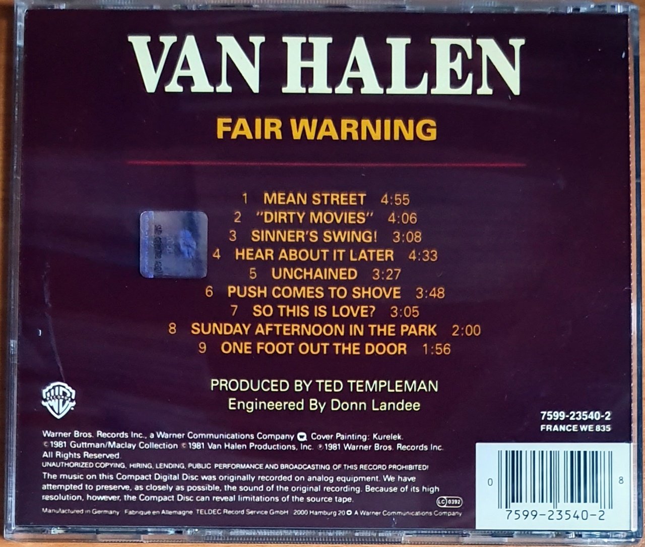 VAN HALEN FAIR WARNING