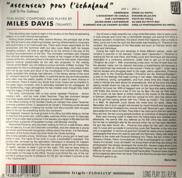MILES DAVIS – ''ASCENSEUR POUR L'ÉCHAFAUD'' (LIFT TO THE GALLOWS) (1958) - CD DIGIPAK 2017 REISSUE AMBALAJINDA SIFIR